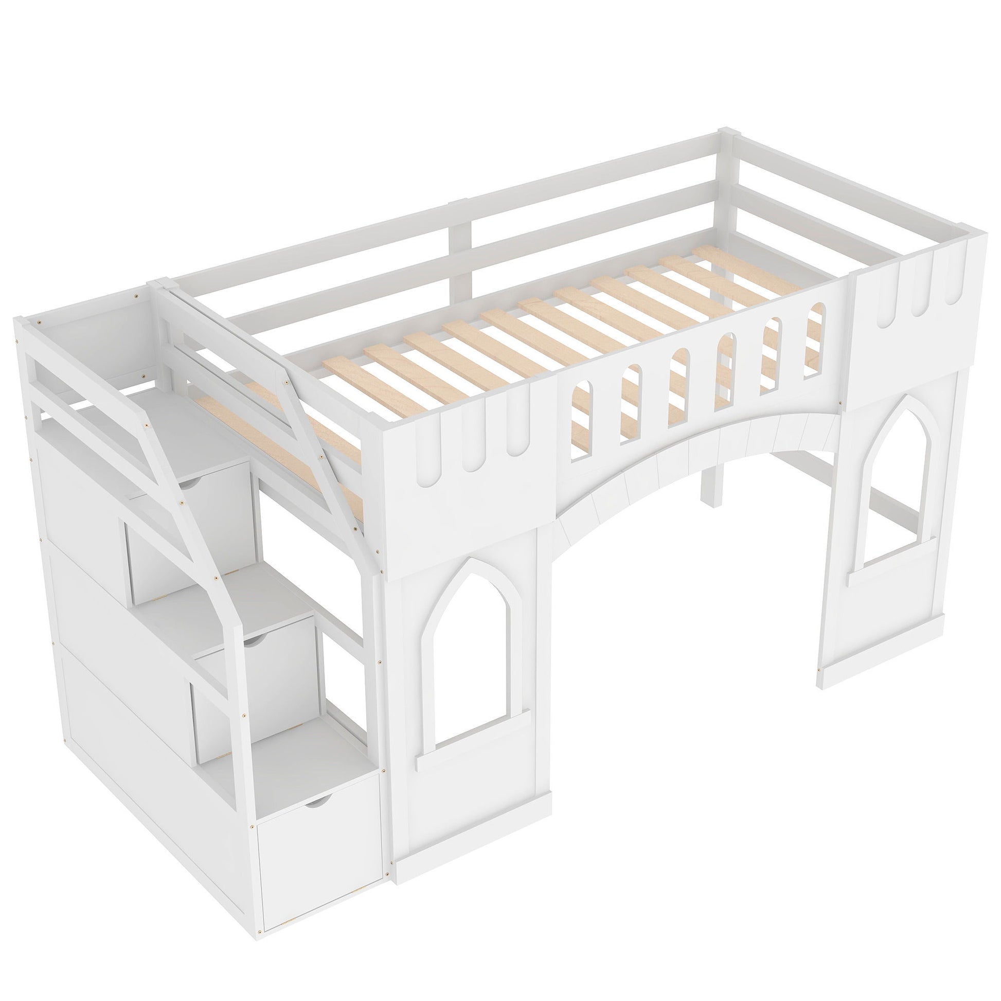 Loft Bed With Storage Staircase And Windows - The Sleep Loft - Online Mattress Showroom NYC