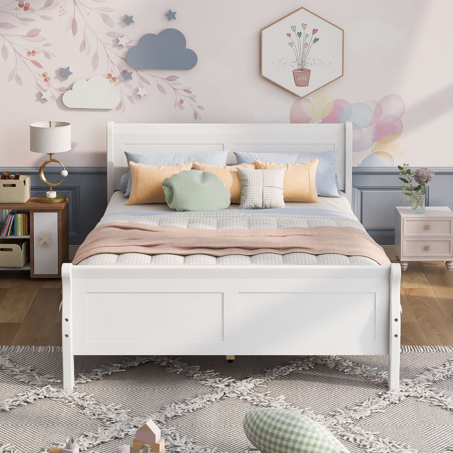 Platform Bed Frame Mattress Foundation Sleigh Bed With Headboard / Footboard / Wood Slat Suppor - The Sleep Loft - Online Mattress Showroom NYC