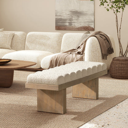 Bella - Upholstered Modern Accent Bench - Ivory White - The Sleep Loft - Online Mattress Showroom NYC