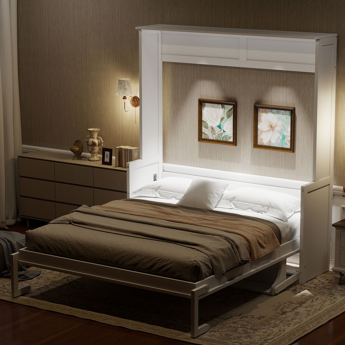 Murphy Bed With Desk, LED Lights & USB Charging Station - The Sleep Loft - Online Mattress Showroom NYC