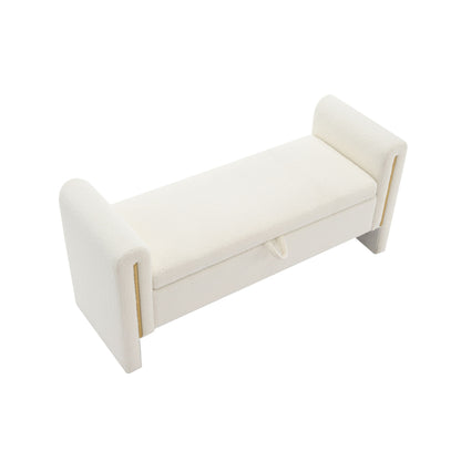 Modern Teddy Upholstered Large Bed End Bench With Arms And Storage - The Sleep Loft - Online Mattress Showroom NYC