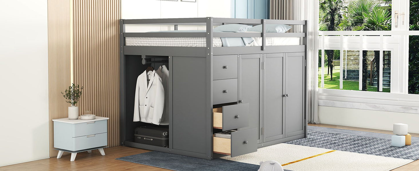 Loft Bed With Built In Wardrobes, Cabinets And Drawers - The Sleep Loft - Online Mattress Showroom NYC