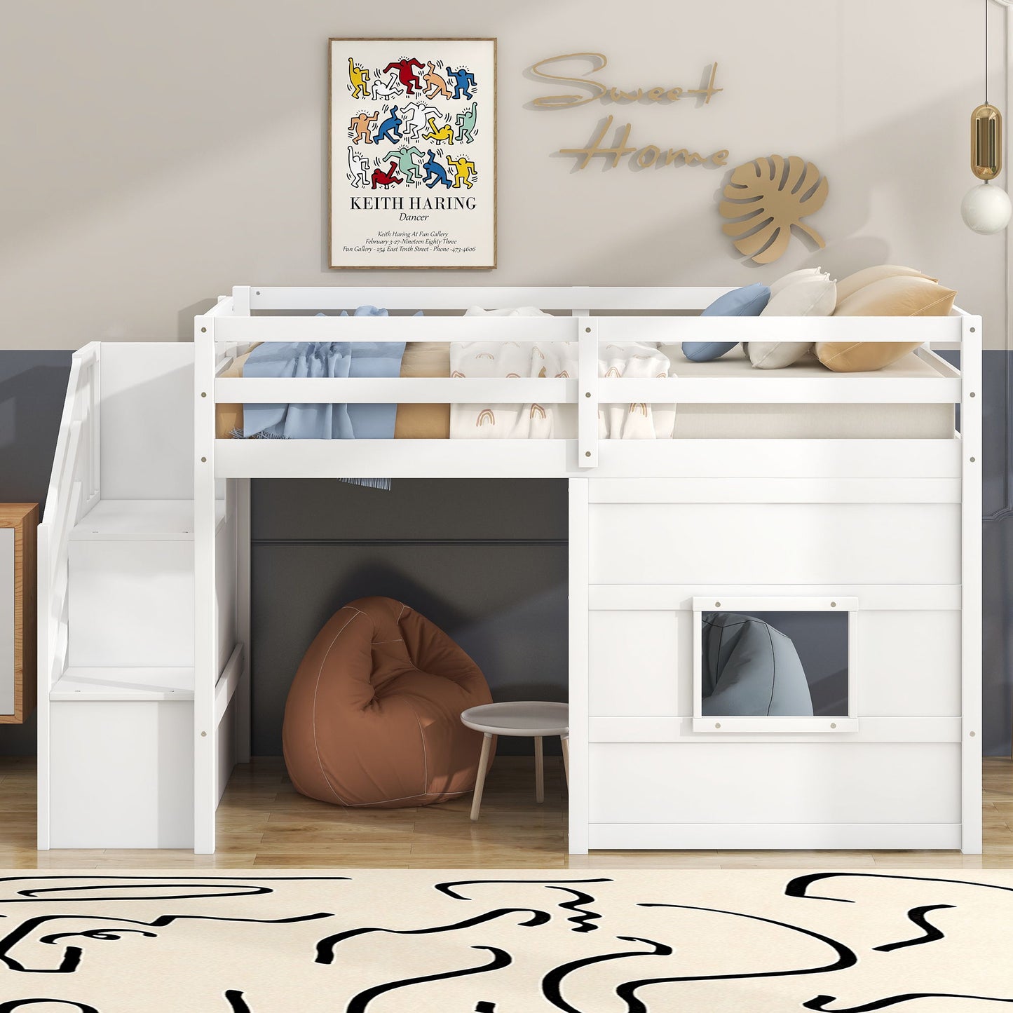 Loft Bed With Storage Staircase, Window & LED Light - The Sleep Loft - Online Mattress Showroom NYC