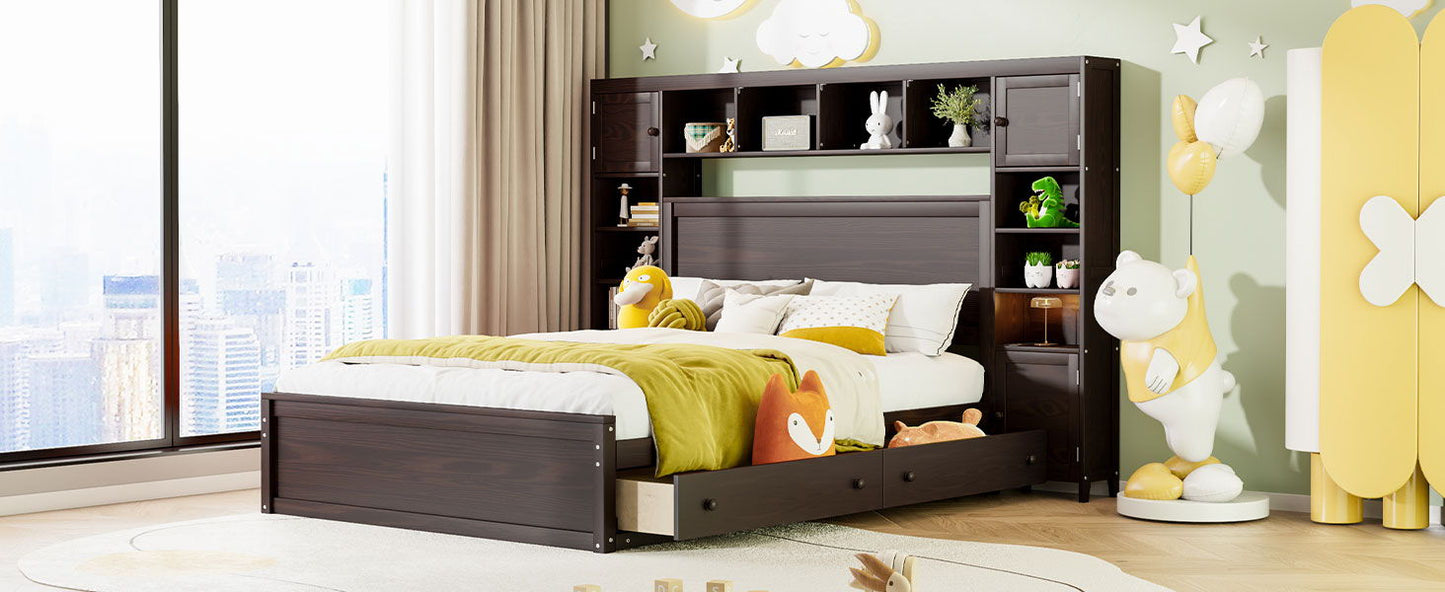 Bed With All In One Cabinet, Shelf And Sockets - The Sleep Loft - Online Mattress Showroom NYC