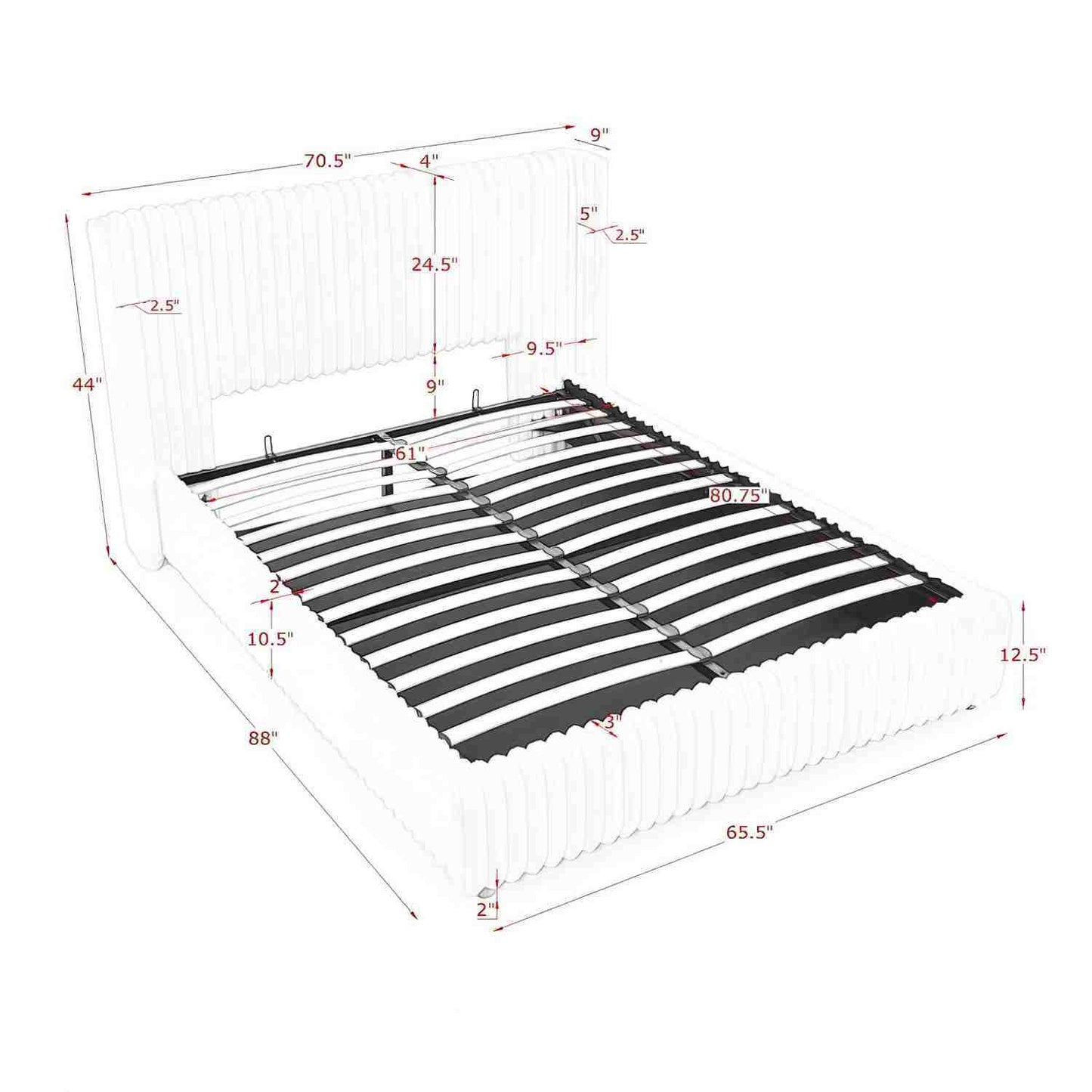 Functional Vertical Striped Bed With Gas Lift Storage - The Sleep Loft - Online Mattress Showroom NYC