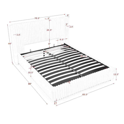 Functional Vertical Striped Bed With Gas Lift Storage - The Sleep Loft - Online Mattress Showroom NYC