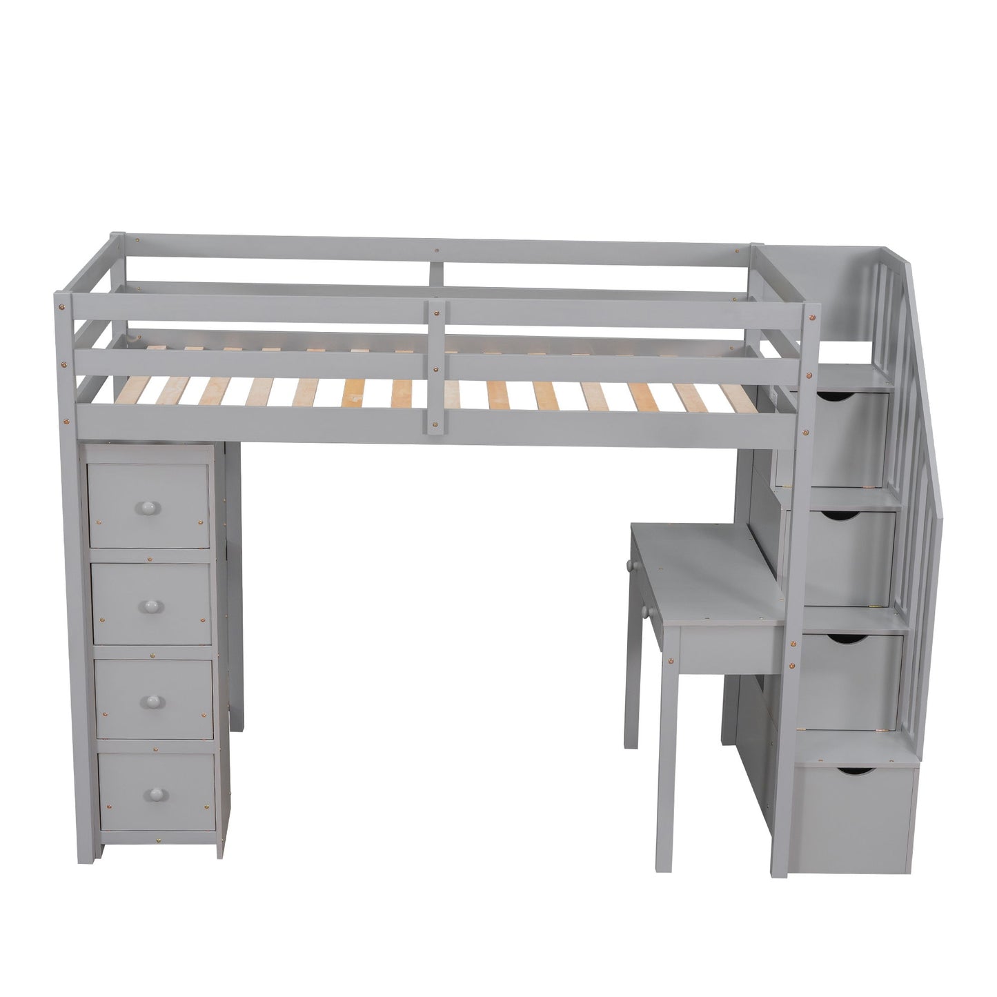 Loft Bed With Storage Drawers, Desk And Stairs With Shelves - The Sleep Loft - Online Mattress Showroom NYC