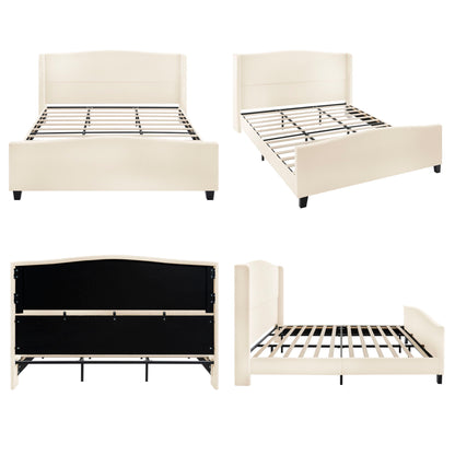 Platform Bed Frame With Tall Headboard And High Footboard