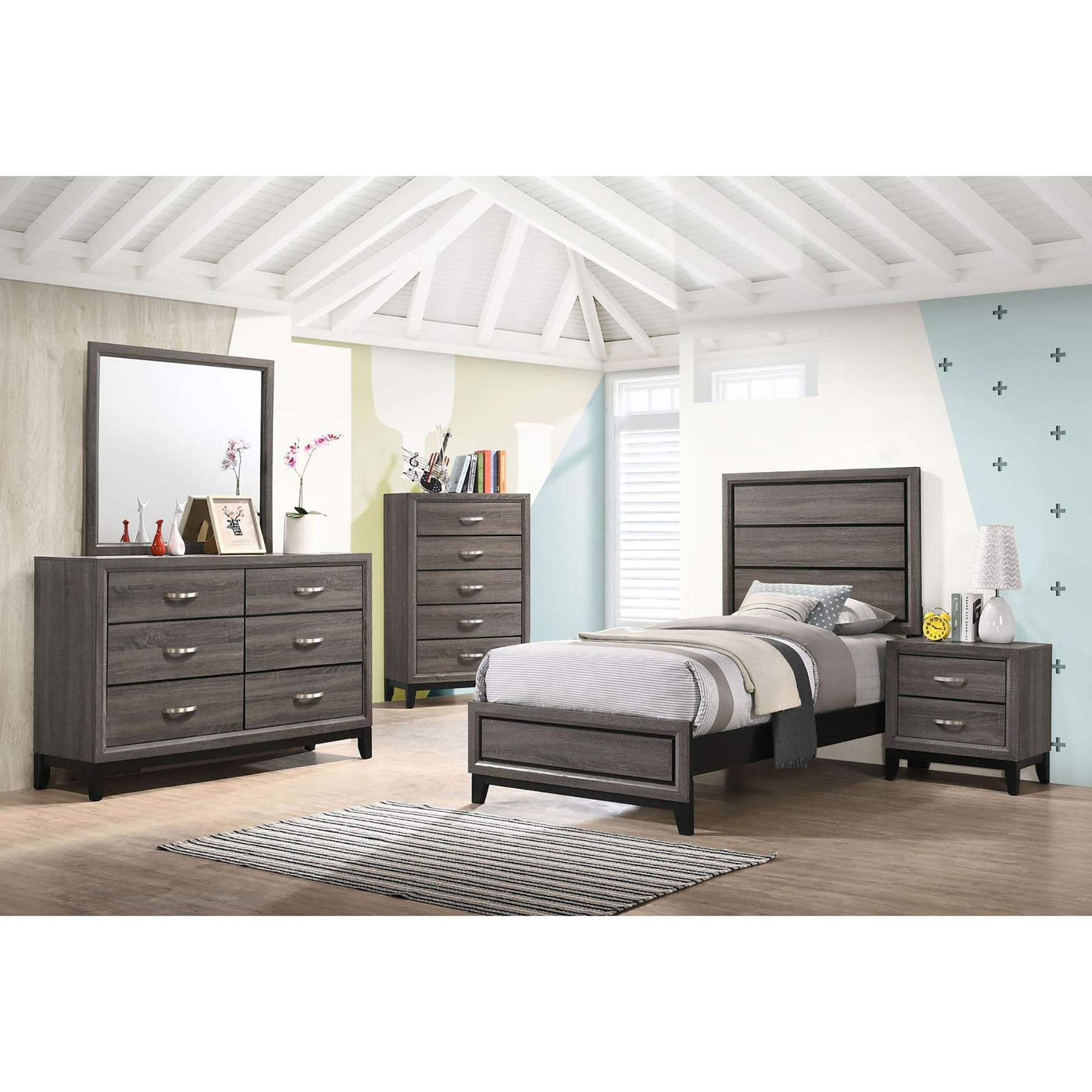 Twin Panel Bed With Tapered Legs - Gray - The Sleep Loft - Online Mattress Showroom NYC