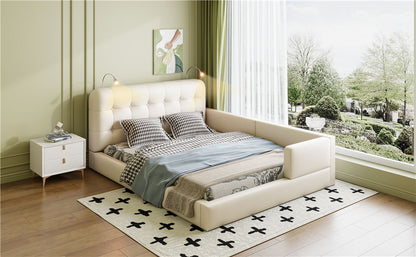 Queen Size Upholstered Platform Bed With 2 Reading Lights - White - The Sleep Loft - Online Mattress Showroom NYC