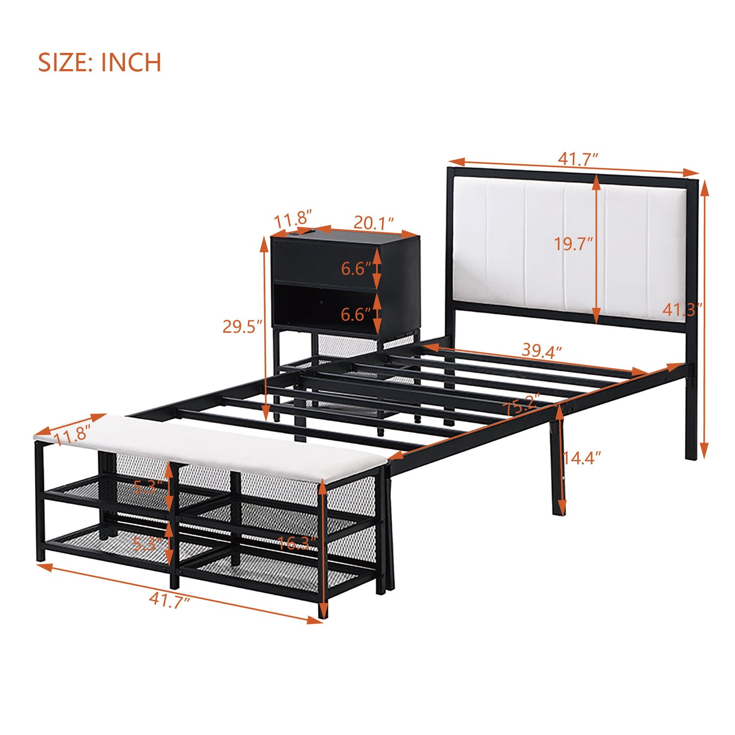 Platform Bed With 2 Tier Storage Shelves, Storage Cabinet - The Sleep Loft - Online Mattress Showroom NYC