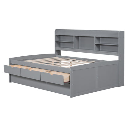 Captain Bed With Built In Bookshelves, 3 Storage Drawers, And Trundle - The Sleep Loft - Online Mattress Showroom NYC