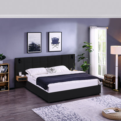 Upholstered Hydraulic Platform Bed With Storage Shelves, Reading Lamps, USB Port - The Sleep Loft - Online Mattress Showroom NYC