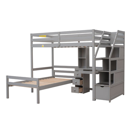 Loft Bed With Stand Alone Bed, Storage Staircase, Desk, Shelves, And Drawers - The Sleep Loft - Online Mattress Showroom NYC