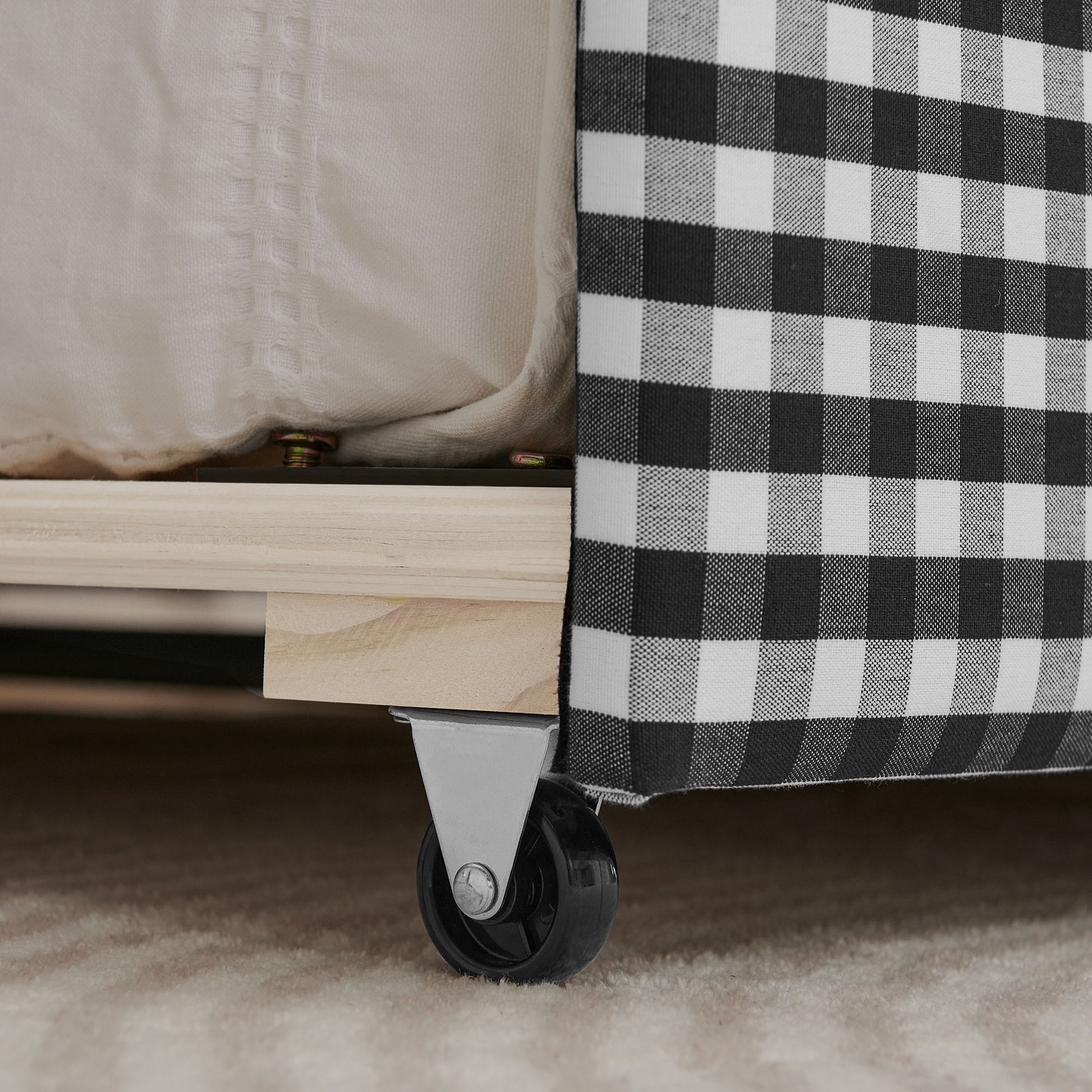 Gingham Daybed With USB Charging Port, Wave Shaped Design - The Sleep Loft - Online Mattress Showroom NYC