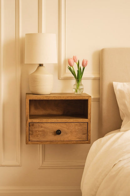 Solis - 1 Drawer Wall Mounted Nightstand - The Sleep Loft - Online Mattress Showroom NYC