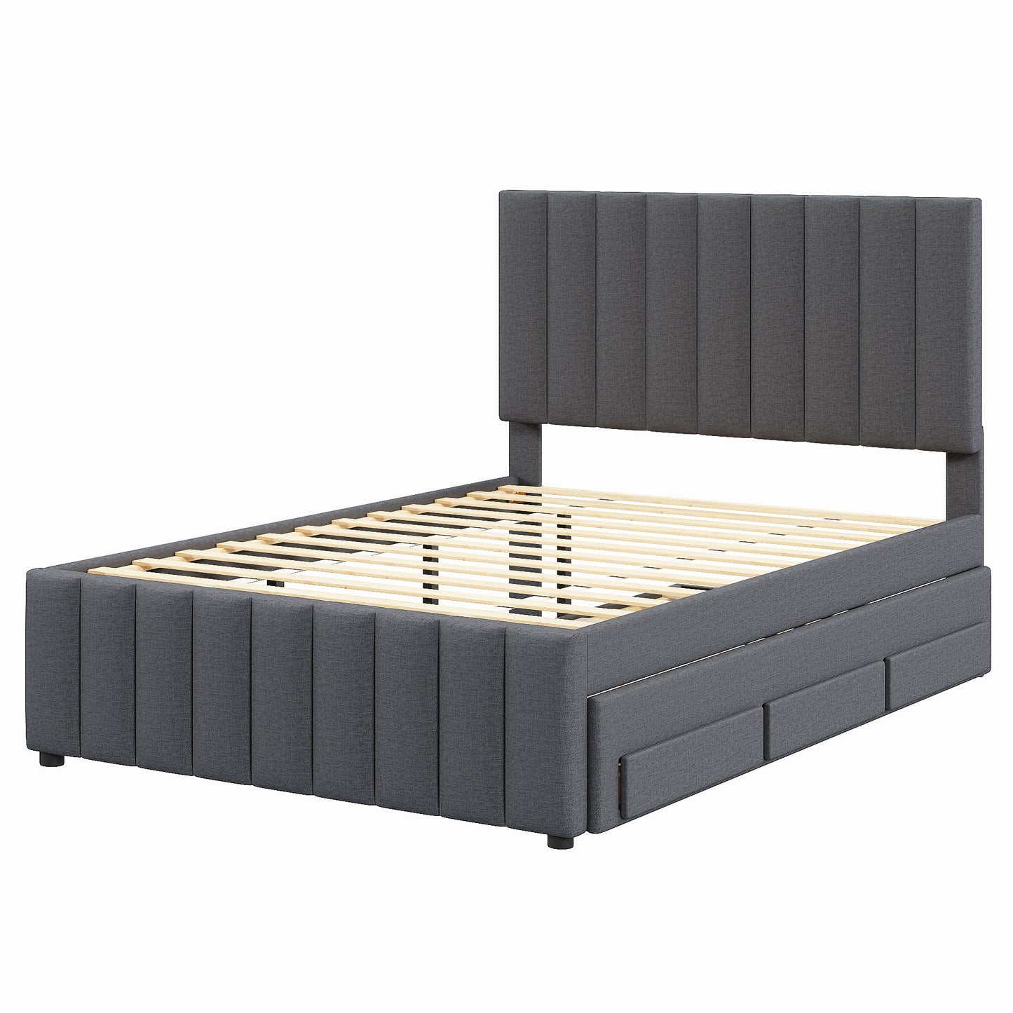 Upholstered Platform Bed With Twin Size Trundle And 3 Drawers - The Sleep Loft - Online Mattress Showroom NYC