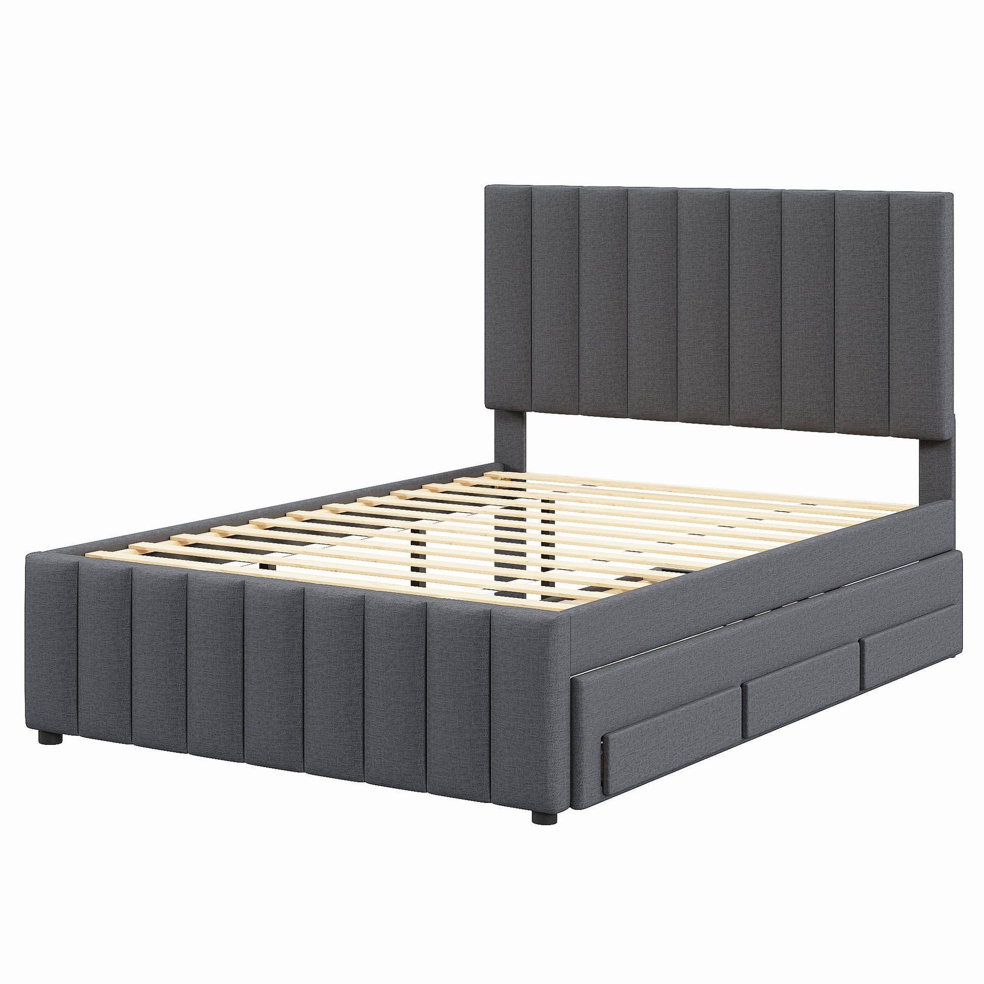 Upholstered Platform Bed With Twin Size Trundle And 3 Drawers - The Sleep Loft - Online Mattress Showroom NYC