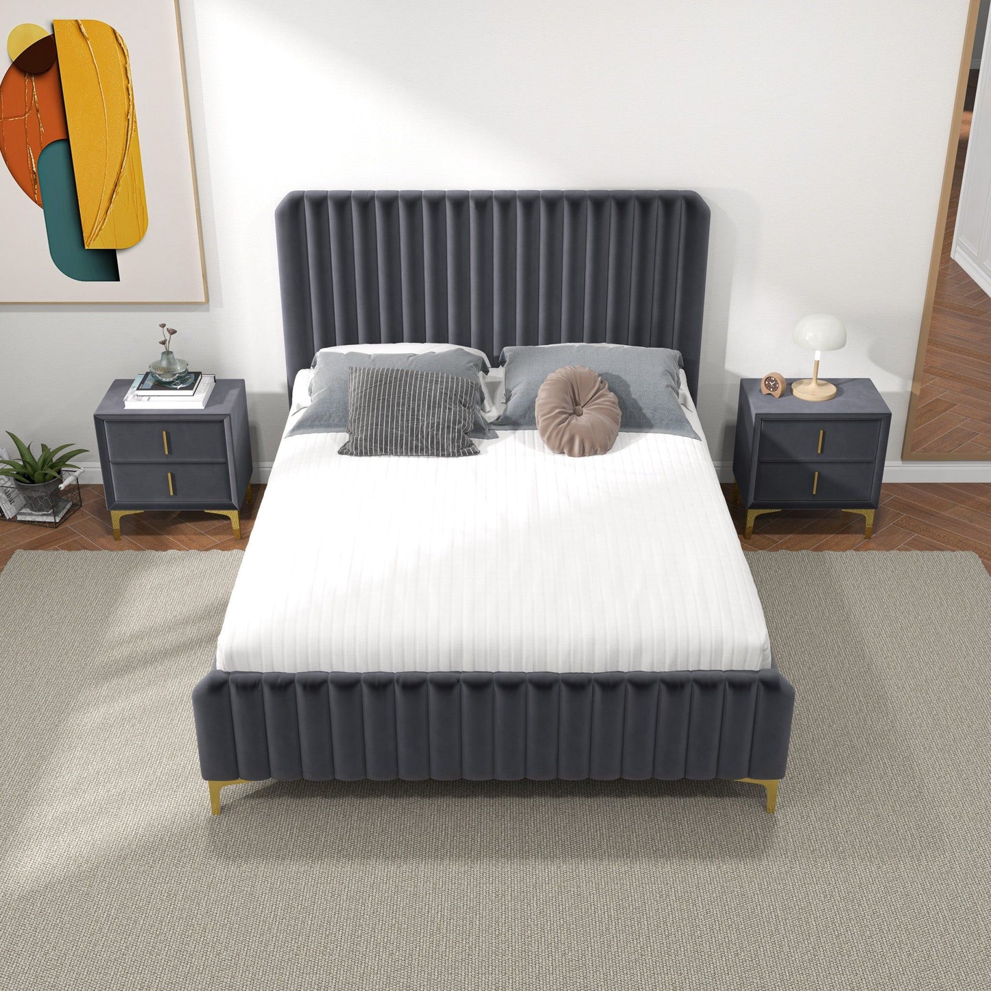 Bethany - Queen Upholstered Platform Bed - Gray - The Sleep Loft - Online Mattress Showroom NYC