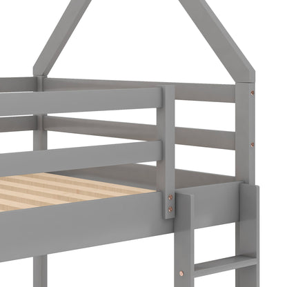 Low Bunk Bed With House Shaped Frame And Ladder - The Sleep Loft - Online Mattress Showroom NYC