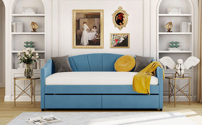 Upholstered Daybed With Two Drawers And Wood Slat - The Sleep Loft - Online Mattress Showroom NYC