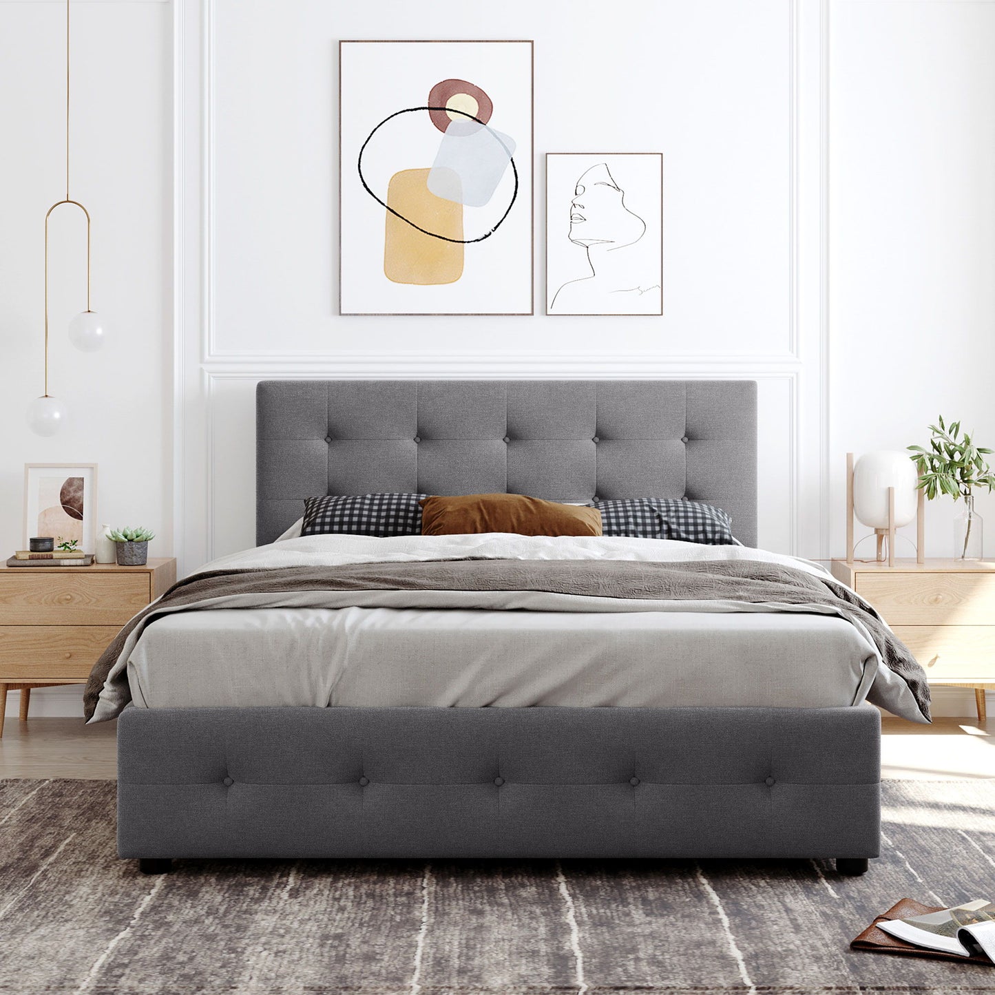 Upholstered Platform Bed With Classic Headboard And Drawers, No Box Spring Needed - The Sleep Loft - Online Mattress Showroom NYC