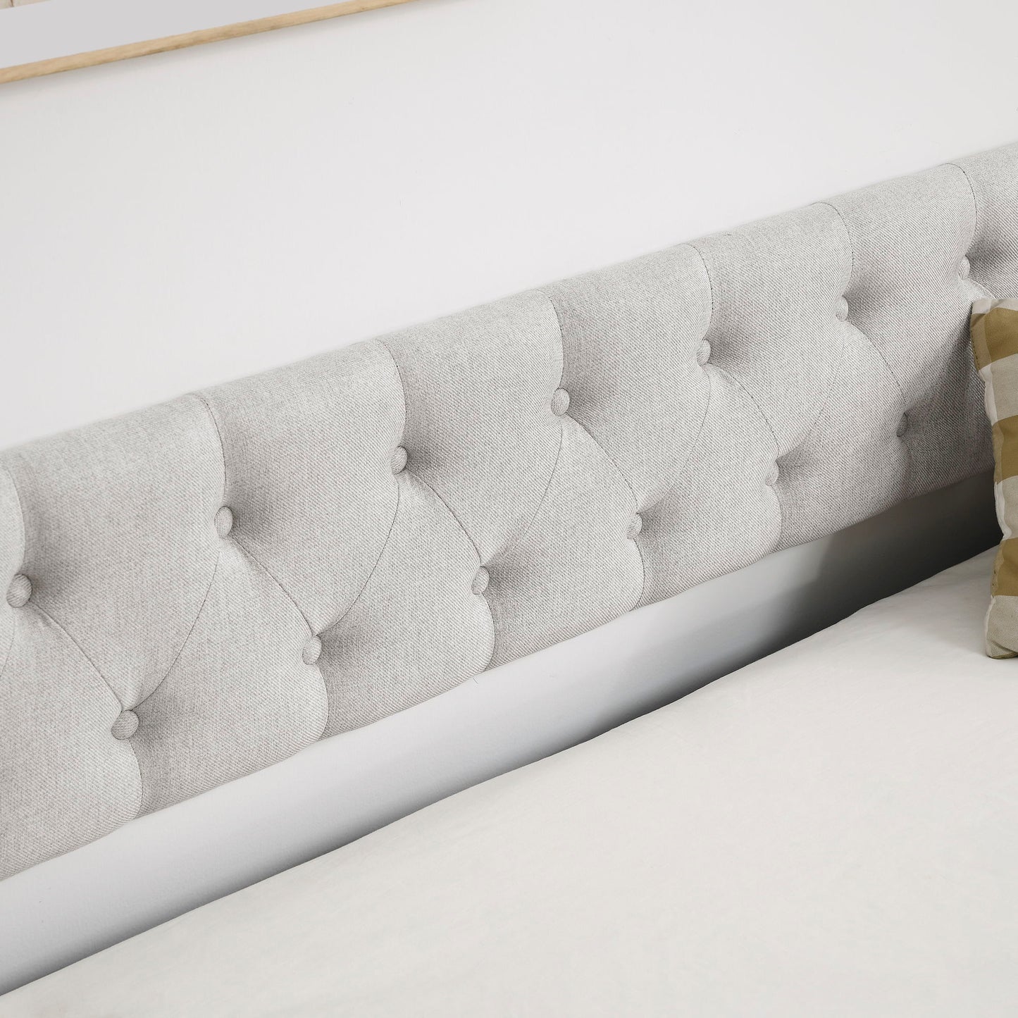 Upholstered Tufted Daybed With Drawers, Waved Arms - The Sleep Loft - Online Mattress Showroom NYC