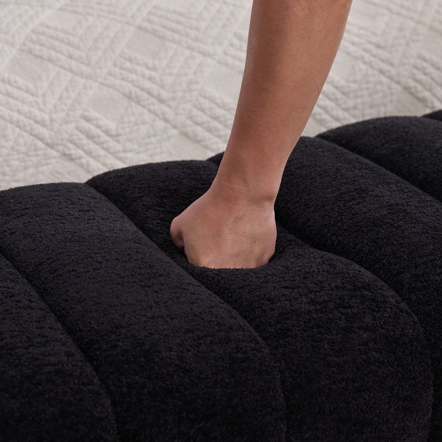 Modern Upholstered Armless Bed Bench With Channel Tufted Design - The Sleep Loft - Online Mattress Showroom NYC