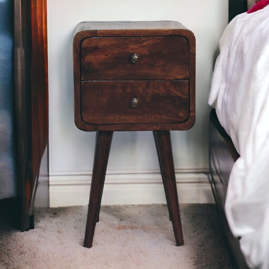 Mini Curved Nightstand - Walnut - The Sleep Loft - Online Mattress Showroom NYC