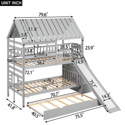 House Bunk Bed With Trundle, Storage Staircase, Roof And Window Design - The Sleep Loft - Online Mattress Showroom NYC