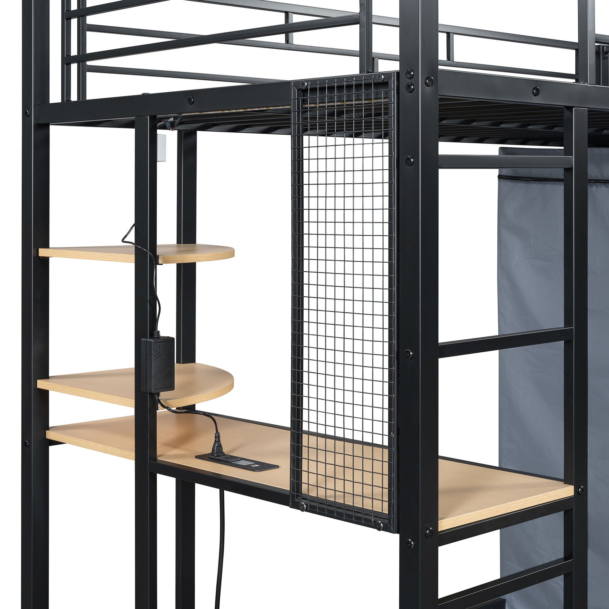Loft Bed With Desk, Shelves, Power Outlet, LED Light And Wardrobe - The Sleep Loft - Online Mattress Showroom NYC