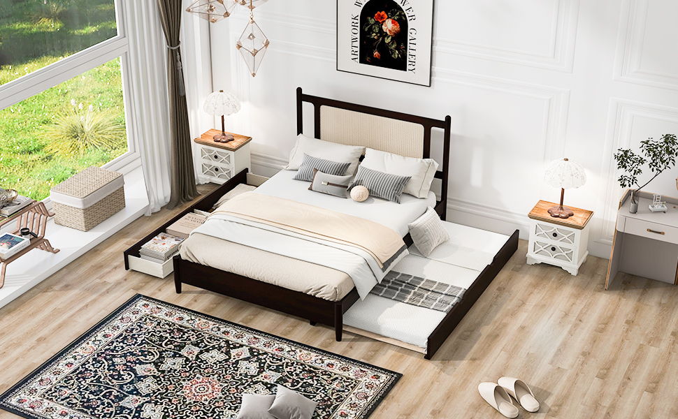 Platform Bed With 2 Big Drawers & Trundle - The Sleep Loft - Online Mattress Showroom NYC