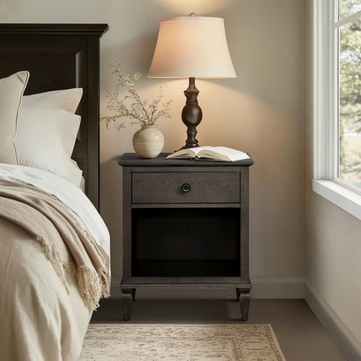Victoria - Nightstand With Open Storage - The Sleep Loft - Online Mattress Showroom NYC