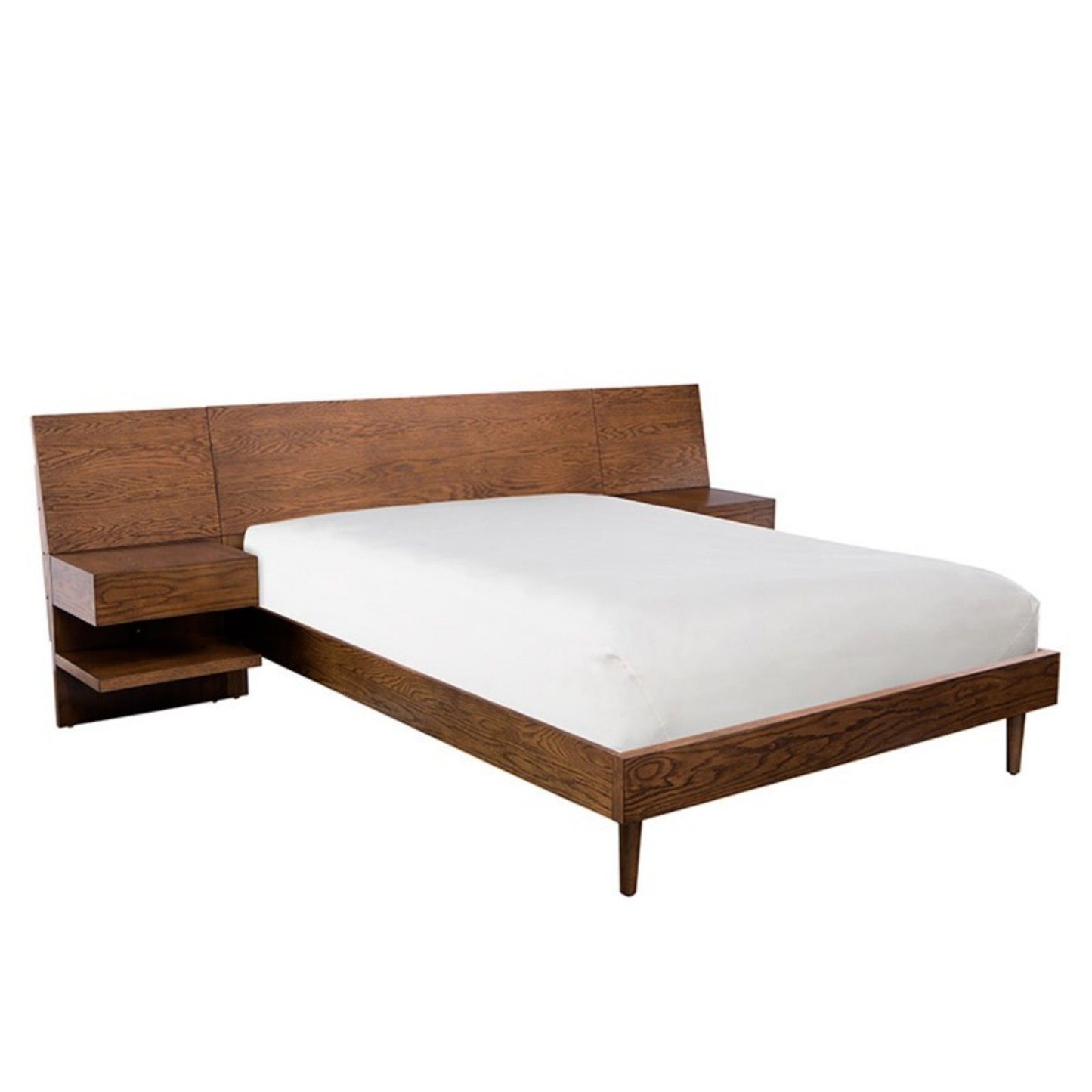 Queen Size Bed With Attached Nightstands And Hidden Storage - Pecan - The Sleep Loft - Online Mattress Showroom NYC