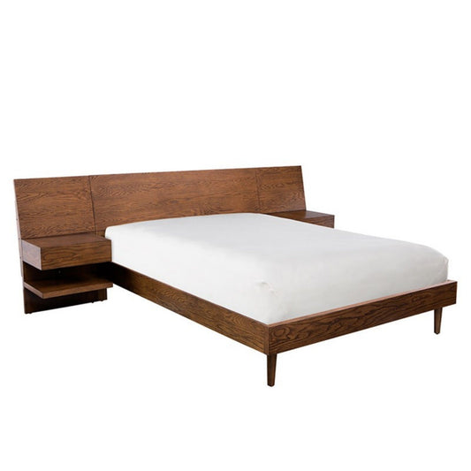 Queen Size Bed With Attached Nightstands And Hidden Storage - Pecan - The Sleep Loft - Online Mattress Showroom NYC