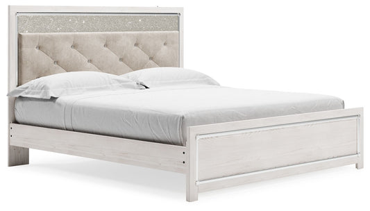Altyra - King Panel Bed With Upholstered Headboard - White - The Sleep Loft - Online Mattress Showroom NYC