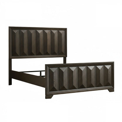 Modern Bed Panel Headboard With Vertical Faceted Design