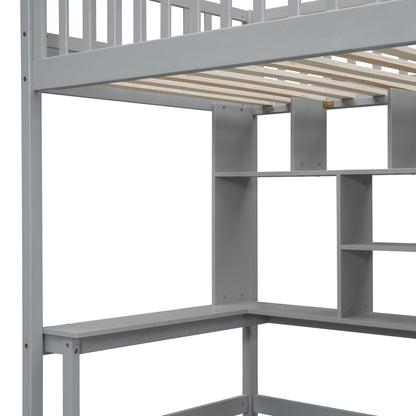 Loft Bed With Bookshelf, Drawers, Desk, And Wardrobe - The Sleep Loft - Online Mattress Showroom NYC