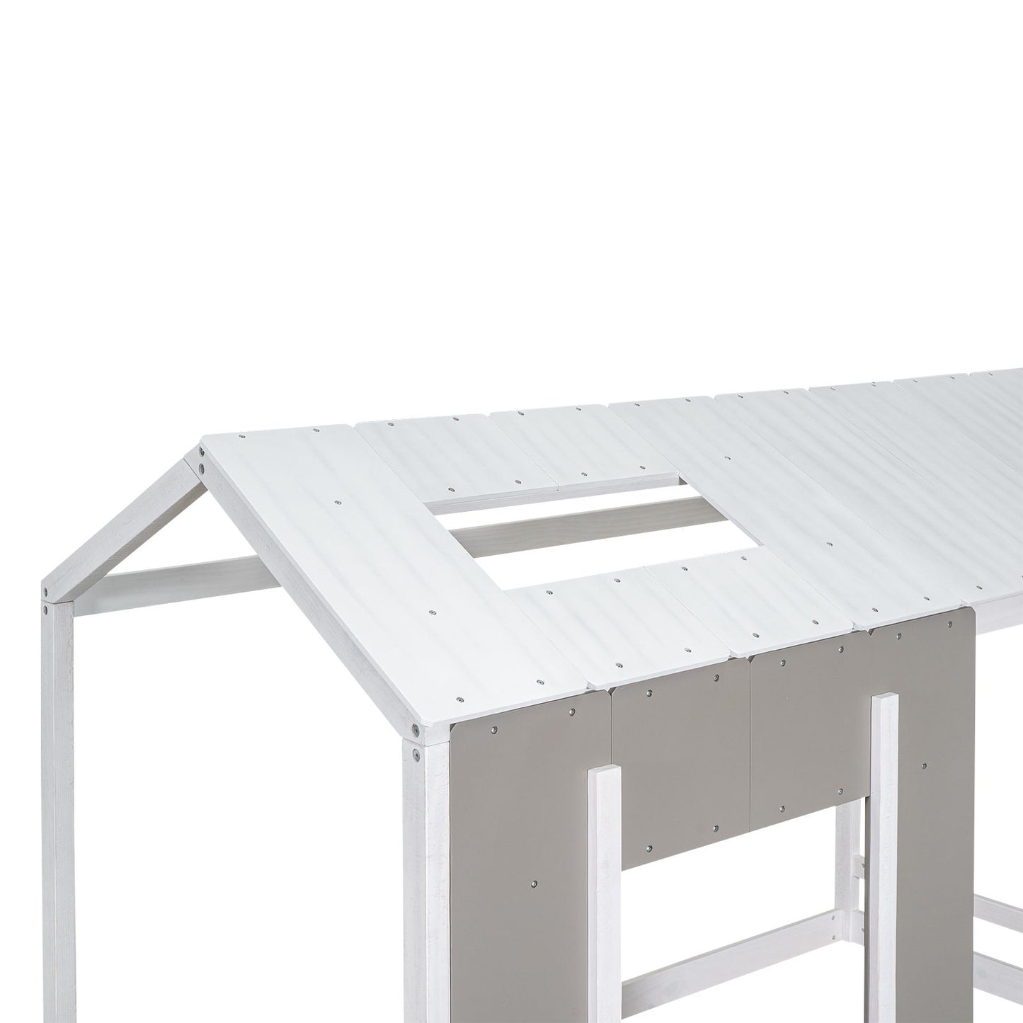 Twin Size House Platform Bed With Roof And Window - Natural / White - The Sleep Loft - Online Mattress Showroom NYC