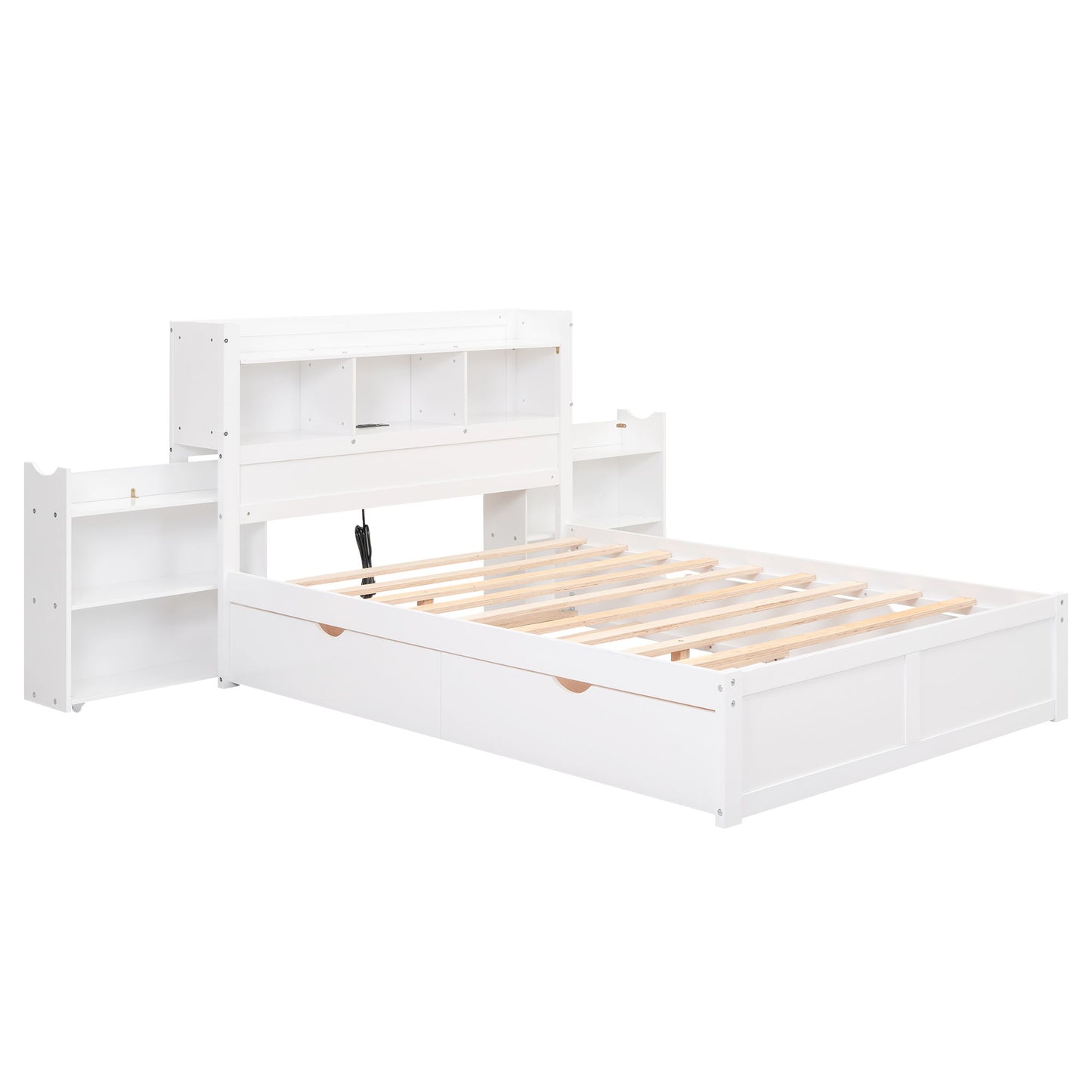 Storage Platform Bed With Pull Out Shelves, Trundle, And 2 Drawers - The Sleep Loft - Online Mattress Showroom NYC