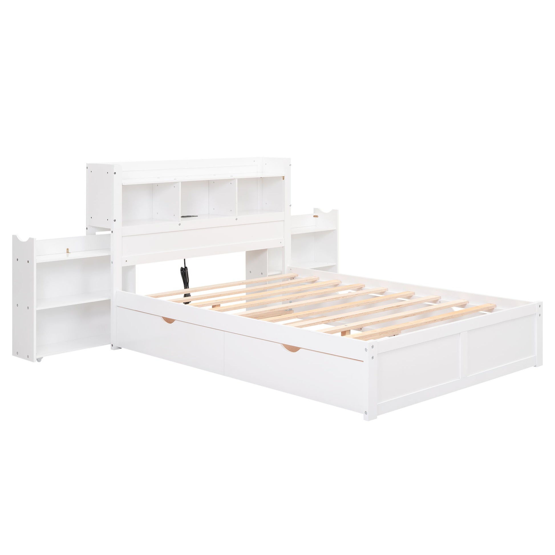 Storage Platform Bed With Pull Out Shelves, Trundle, And 2 Drawers - The Sleep Loft - Online Mattress Showroom NYC
