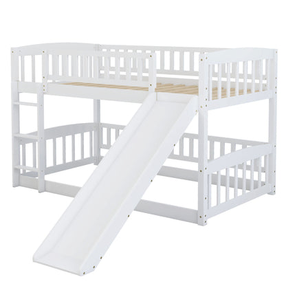Low Bunk Bed With Slide, Fence And Ladder - The Sleep Loft - Online Mattress Showroom NYC