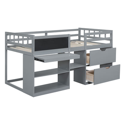 Low Loft Bed With Rolling Desk, Shelf And Drawers - The Sleep Loft - Online Mattress Showroom NYC