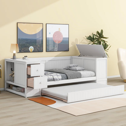 Daybed With Storage Arms, Trundle And Charging Station - The Sleep Loft - Online Mattress Showroom NYC