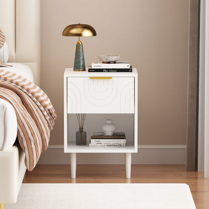 Nightstand With 1 Drawer And Open Shelf - White - The Sleep Loft - Online Mattress Showroom NYC