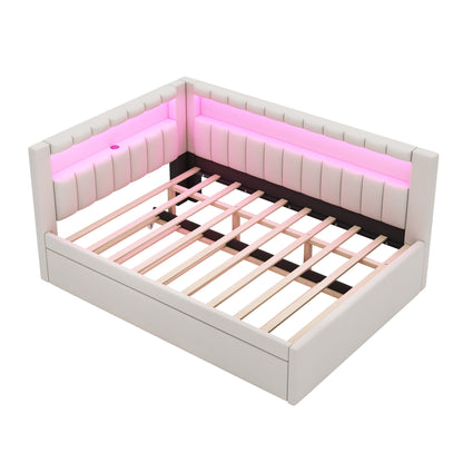 Upholstered Platform Bed With USB Ports And LED Belt - The Sleep Loft - Online Mattress Showroom NYC