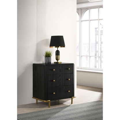 Anser - 3 Drawer Nightstand - Black - The Sleep Loft - Online Mattress Showroom NYC
