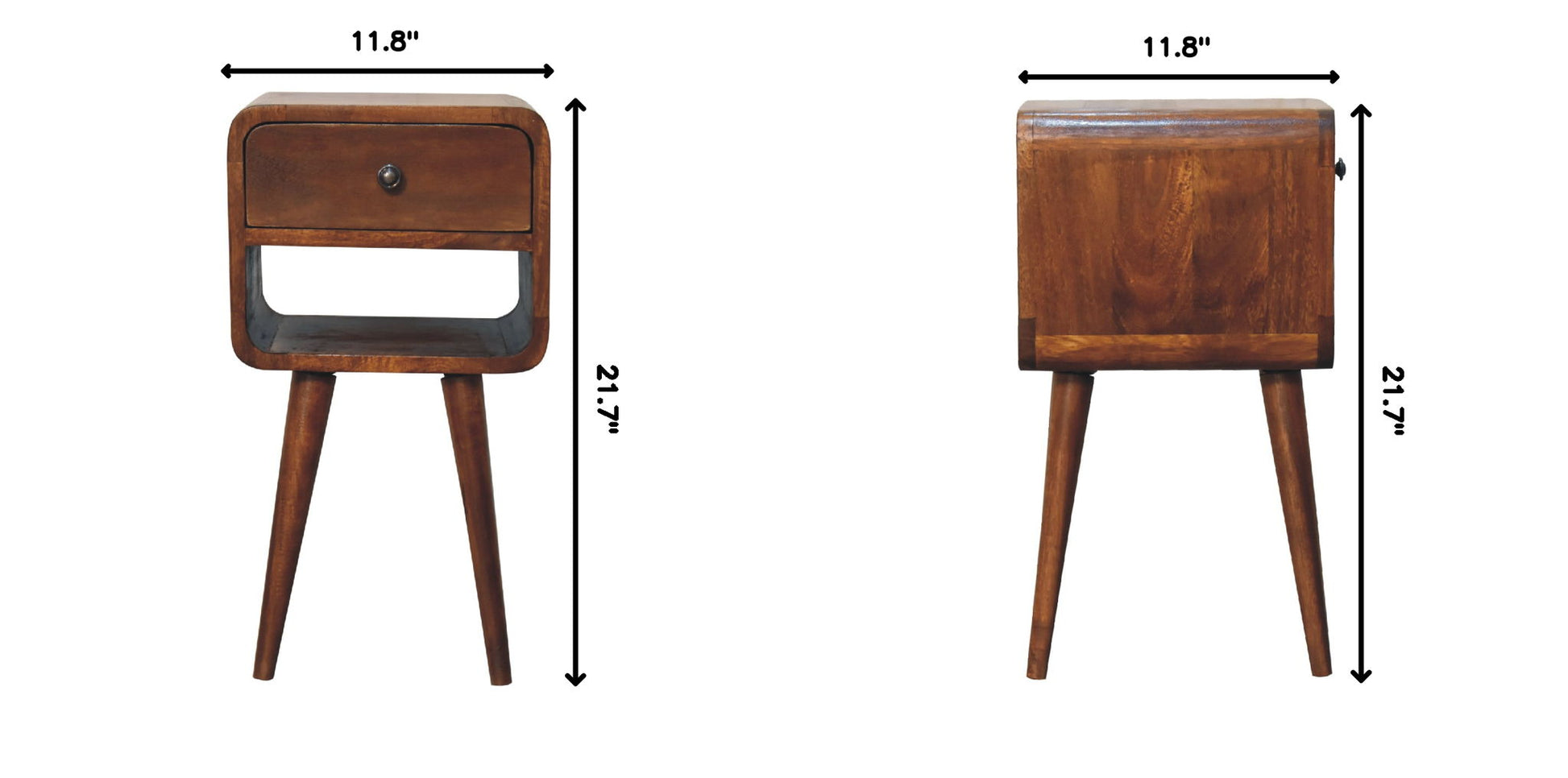 Mini Chestnut Curve Lower Bedside Nifhtstand - The Sleep Loft - Online Mattress Showroom NYC