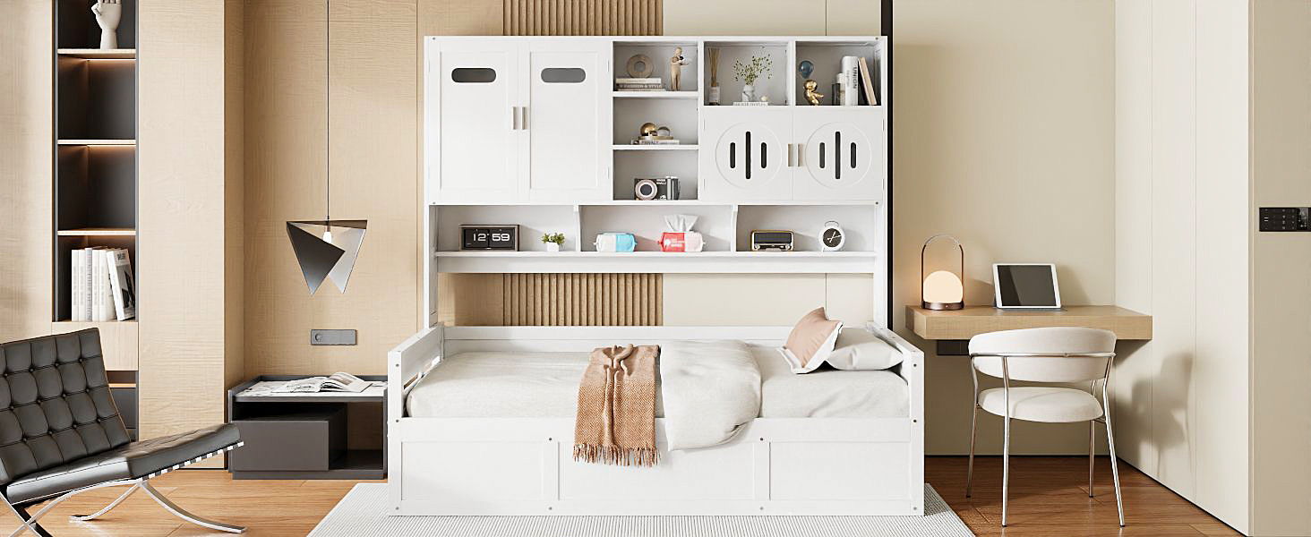 Daybed With All-In-One Cabinet And Shelf - The Sleep Loft - Online Mattress Showroom NYC