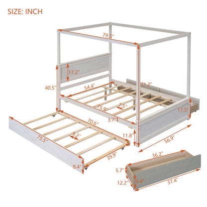 Canopy Platform Bed With Drawers, Support Slats, No Box Spring Needed - The Sleep Loft - Online Mattress Showroom NYC